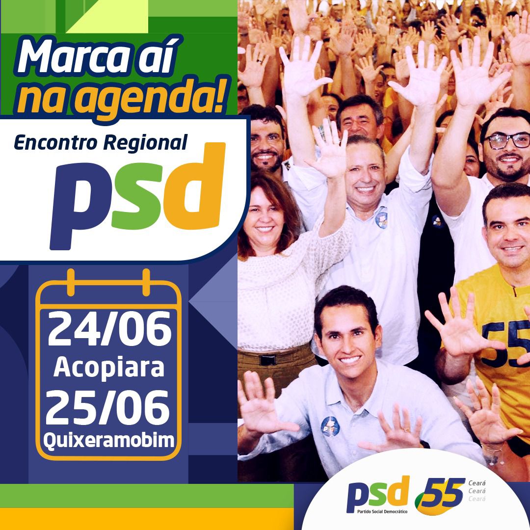 Acopiara e Quixeramobim sediam encontros do PSD nesta sexta (24) e sábado (25)